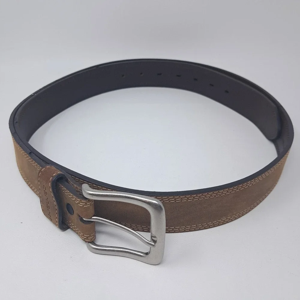 Carhartt Mens Leather Belt 48 Brown Detroit Triple Stitch Casual Workwear 2022